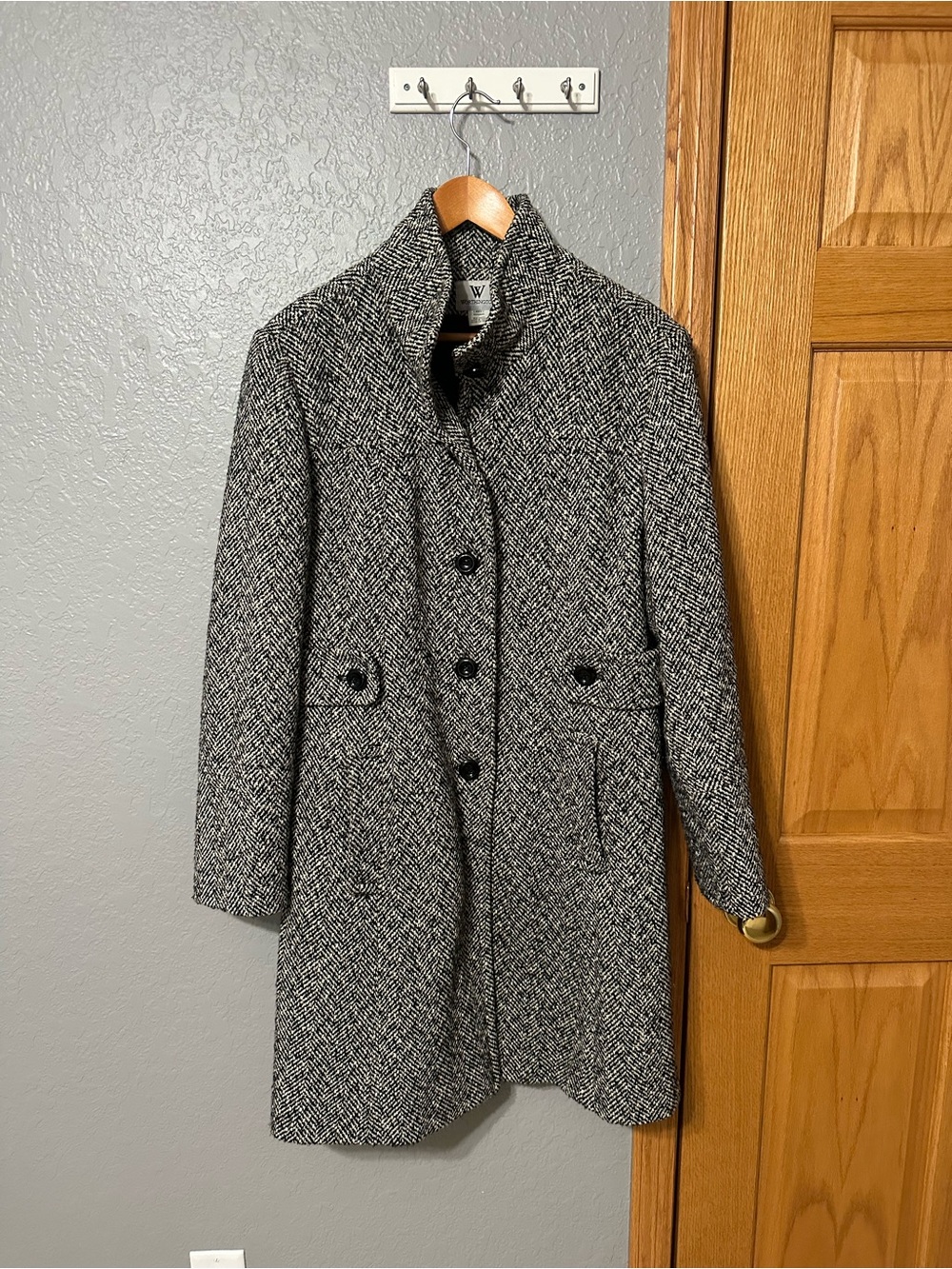 Worthington classic Gray Herringbone Pea Coat - size Large